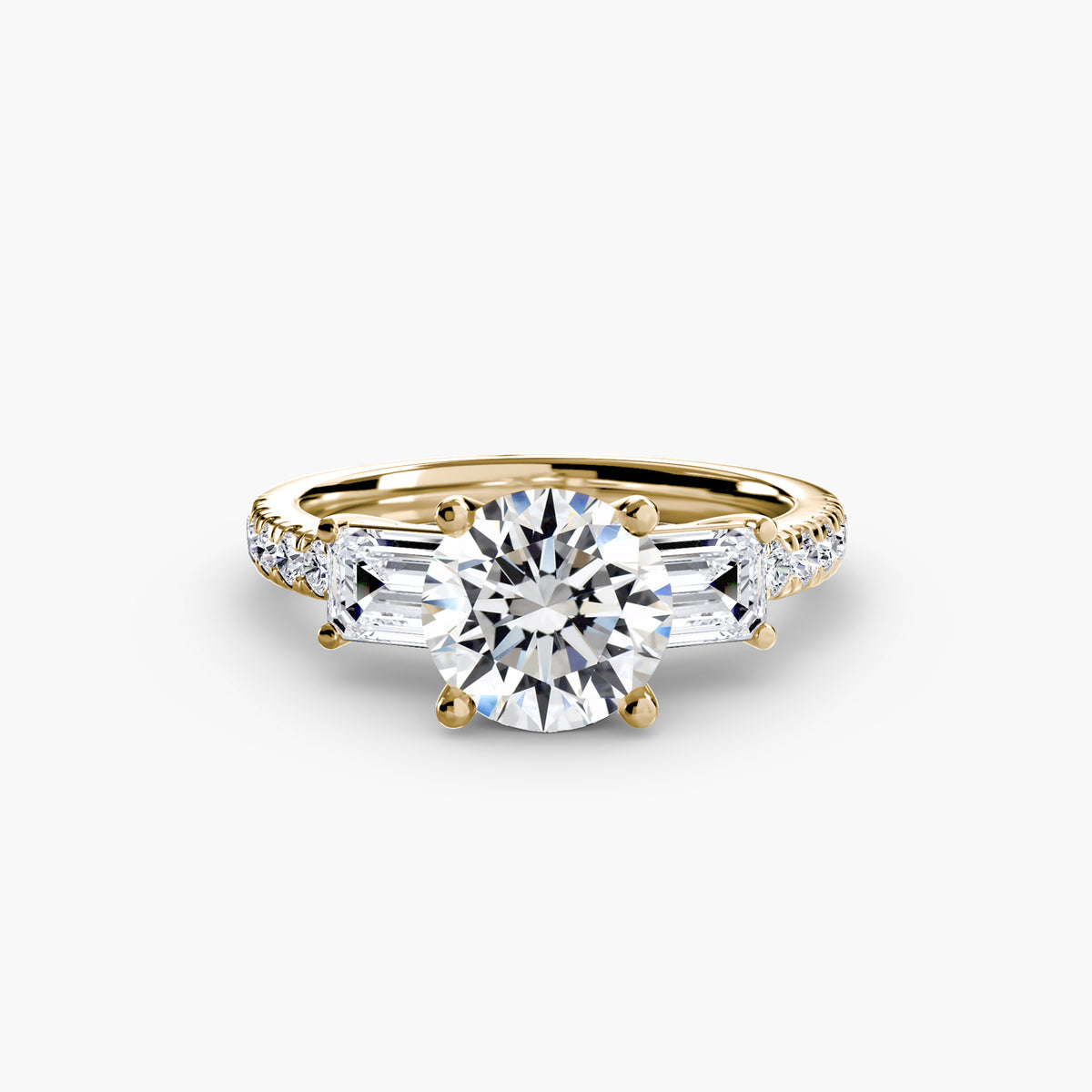 Ring with Three Stones and Pavé Band 4