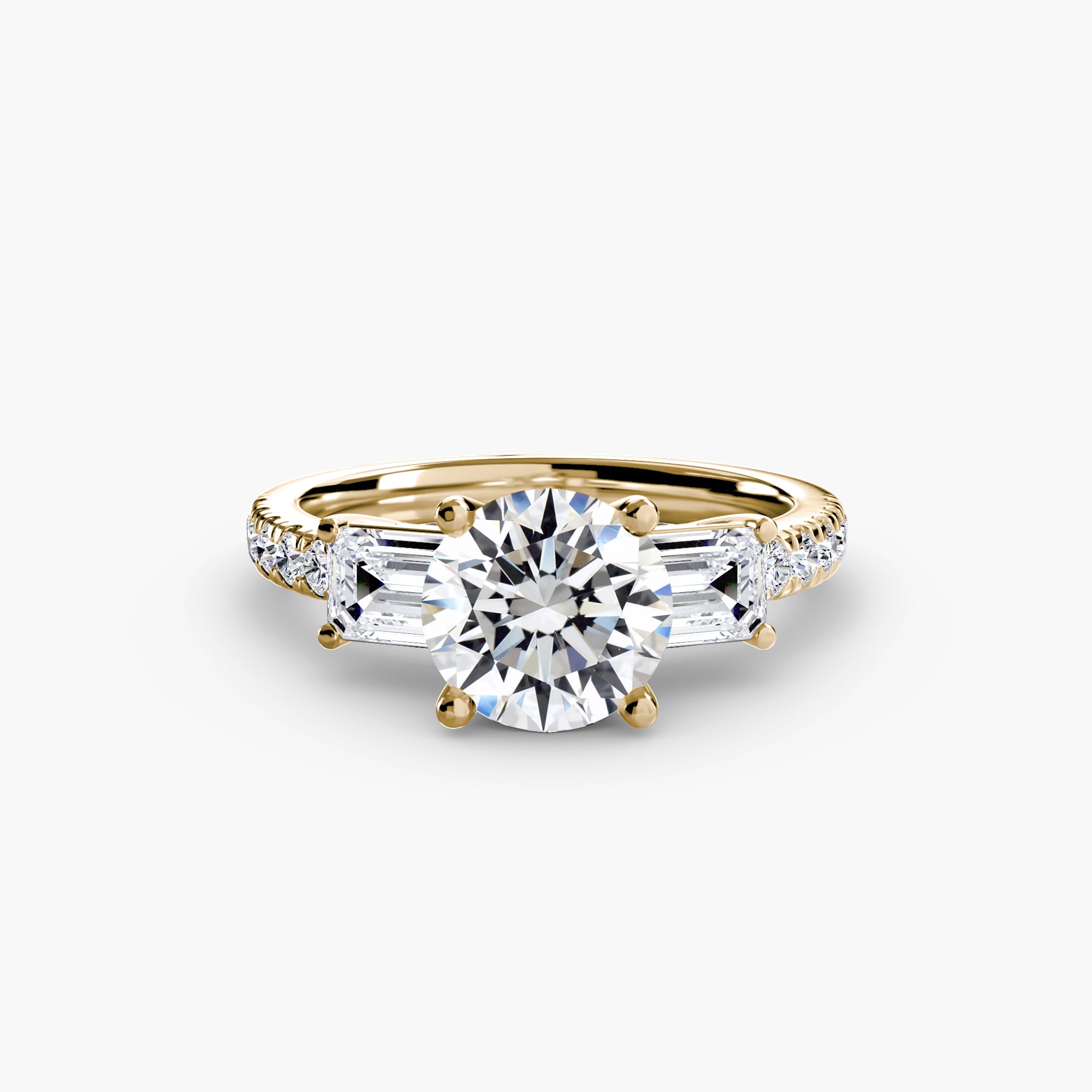 Ring with Three Stones and Pavé Band 4