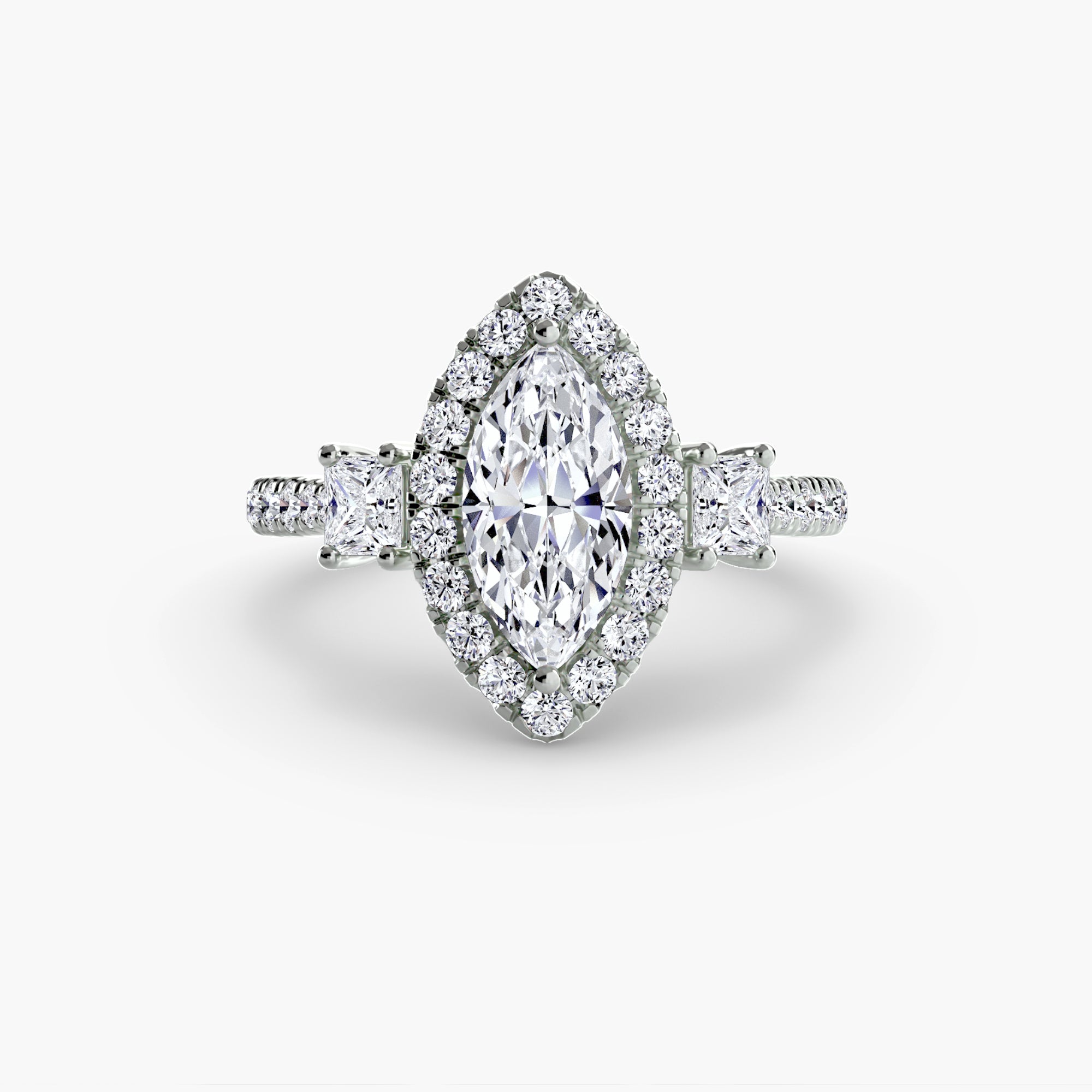Ring with Three Stones and Crown 2