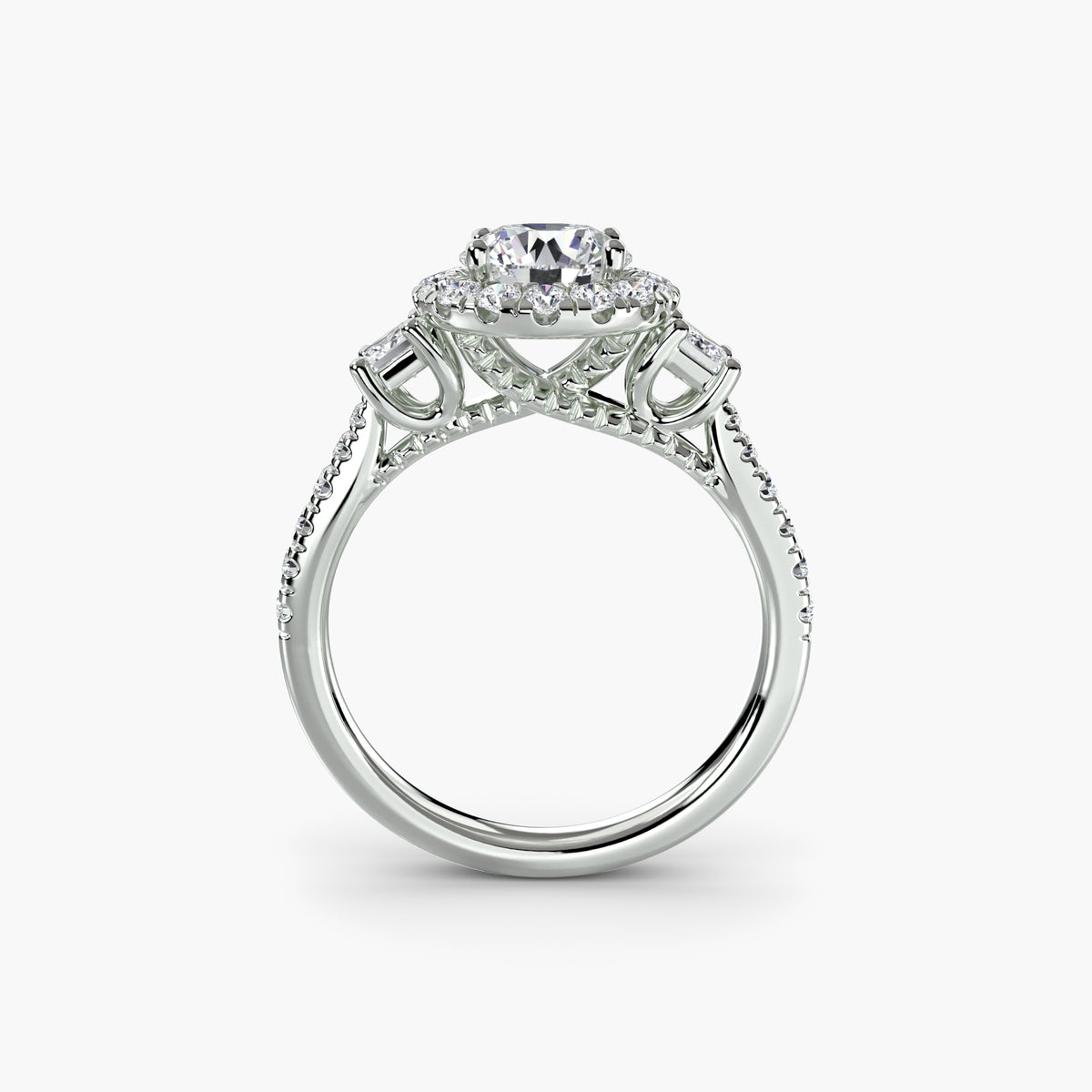 Ring with Three Stones and Crown 2