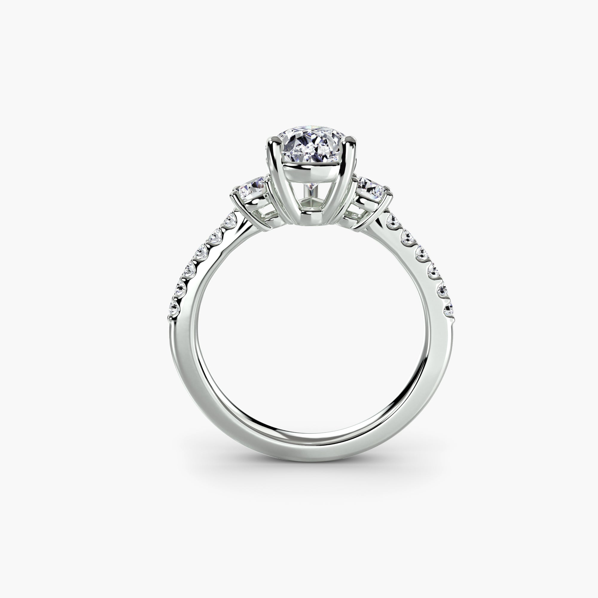 Anello con Tre Pietre e Fascia Pavé 5