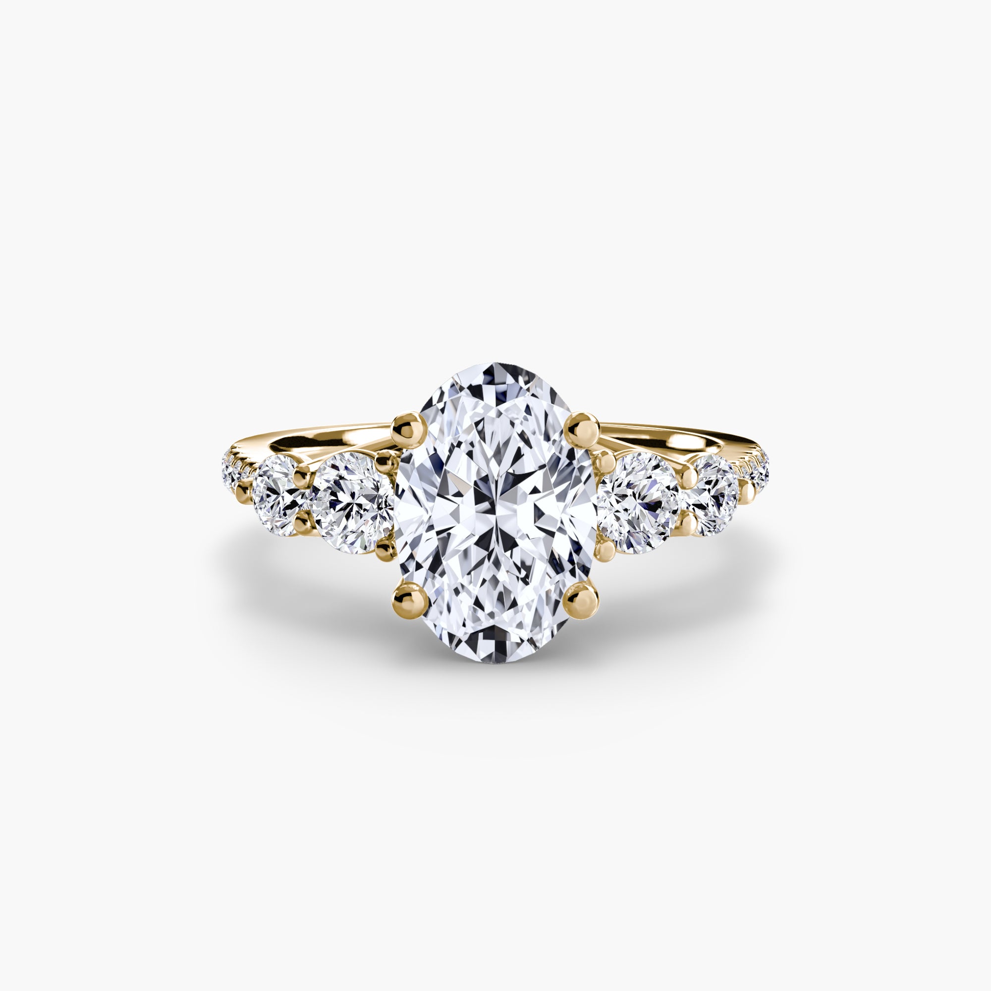 Anello con Cinque Pietre e Fascia Pavé