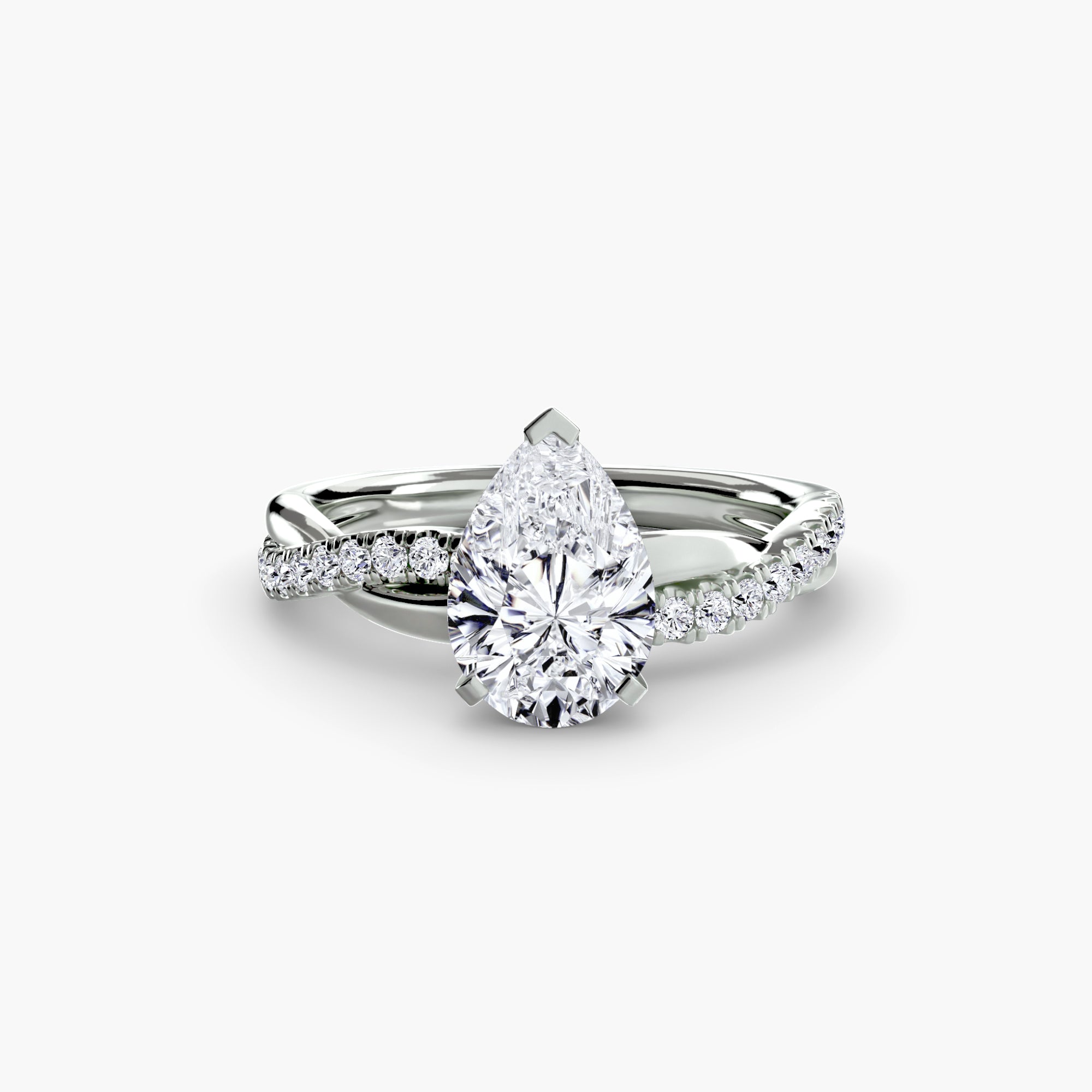 Anello Emerald con Pavé Intrecciato