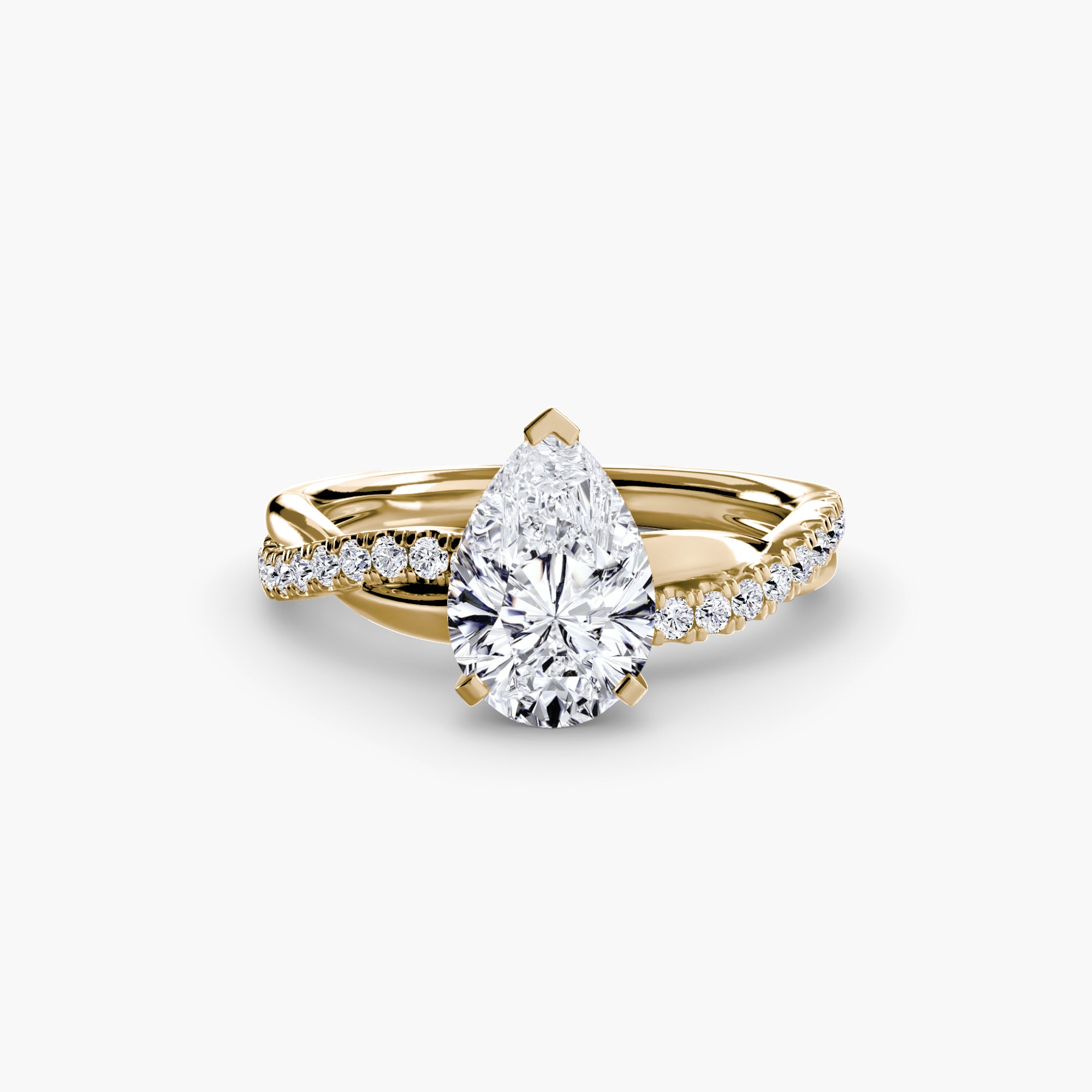 Anello Emerald con Pavé Intrecciato