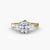 Ring with Three Stones and Pavé Bands