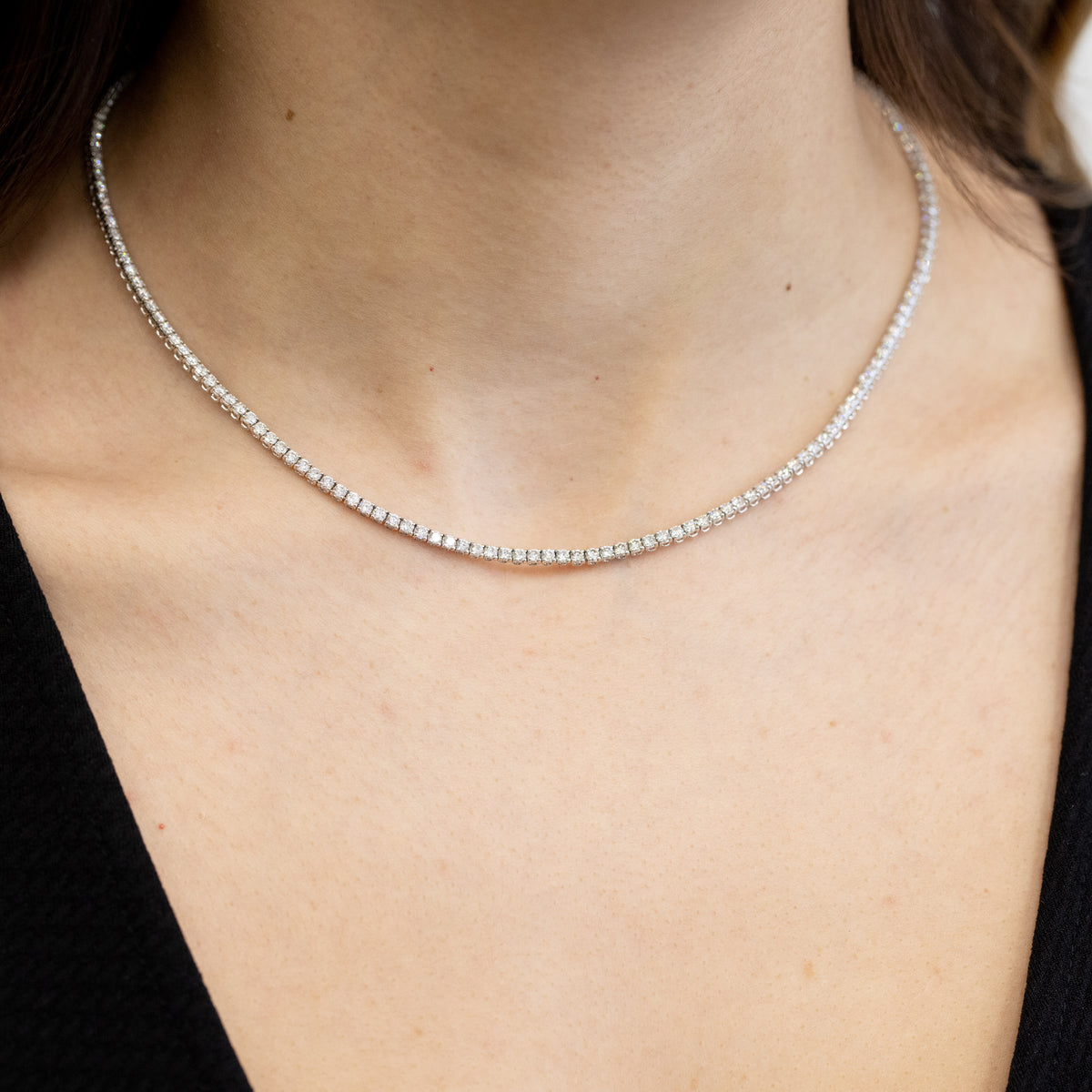 Collier Tennis Diamanti 7,28 ct dal taglio brillante in oro bianco 750