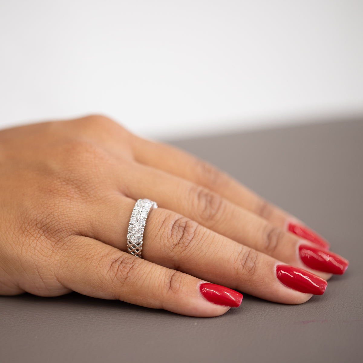 Veretta Doppia in diamanti e oro bianco 18KT