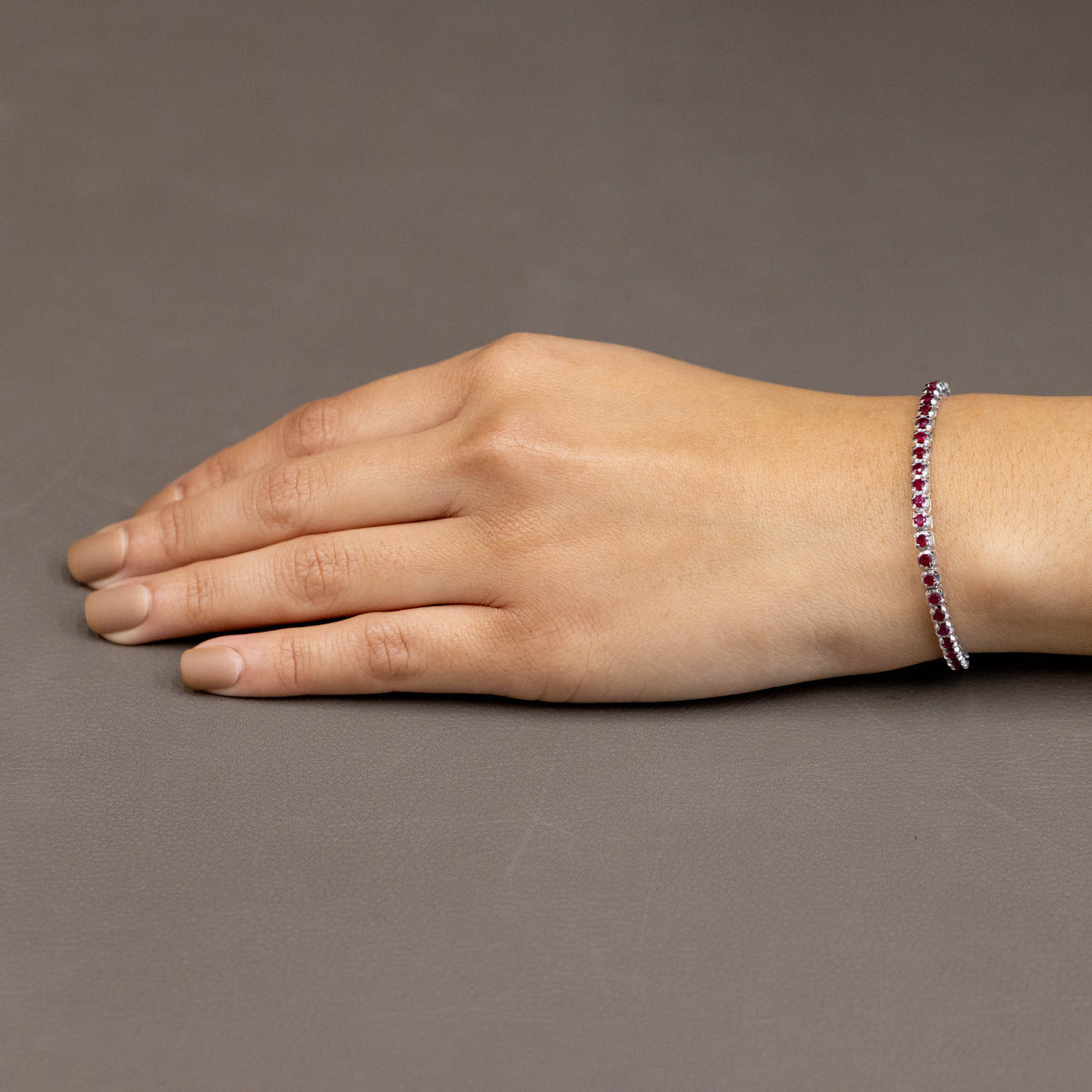 18Kt White Gold Rubies Tennis Bracelet