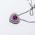 Collana in Oro Bianco 18 Kt Forma a Cuore Pave' con Doppio Giro di Diamanti e Rubino Centrale