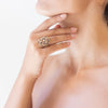 Anello in Oro Giallo-Rosa 18kt con Diamanti Bianchi e Neri con Taglio Rotondo Brillante