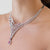 Collana Collier Luminarie in Oro Bianco 18KT con pendente in Rubino Taglio Goccia, Rubini rotondo brillanti sparsi e Diamanti
