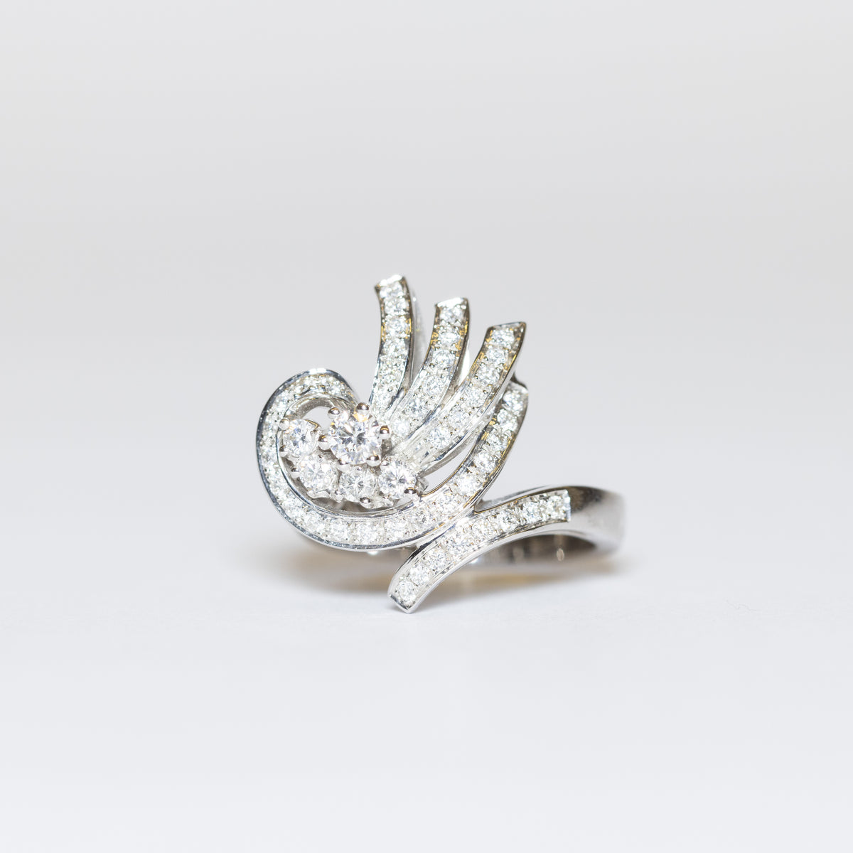 18kt White Gold Fantasy Ring with Brilliant Cut Diamonds