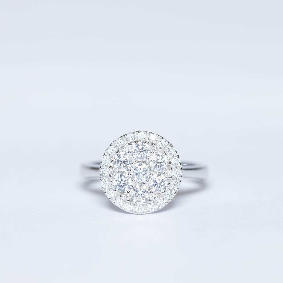 18KT White Gold Ring with D Color Diamond Pavè