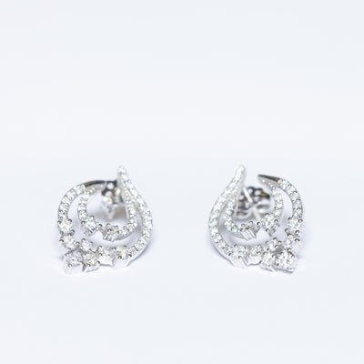 Orecchini Luxury forma Fantasy in Oro Bianco 18kt e contorno in Diamanti a girare