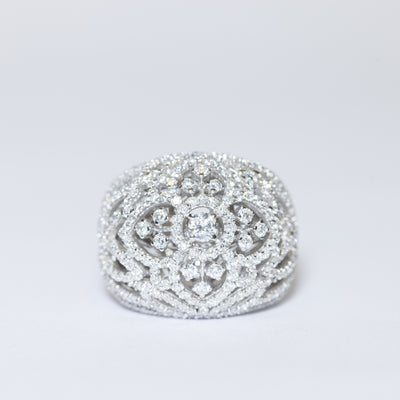 Anello Fascia in Oro Bianco 18KT personalizzata con Diamanti Taglio Brillante