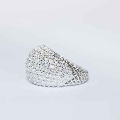 Anello Fascia in Oro Bianco 18 kt con Diamanti Taglio Brillante
