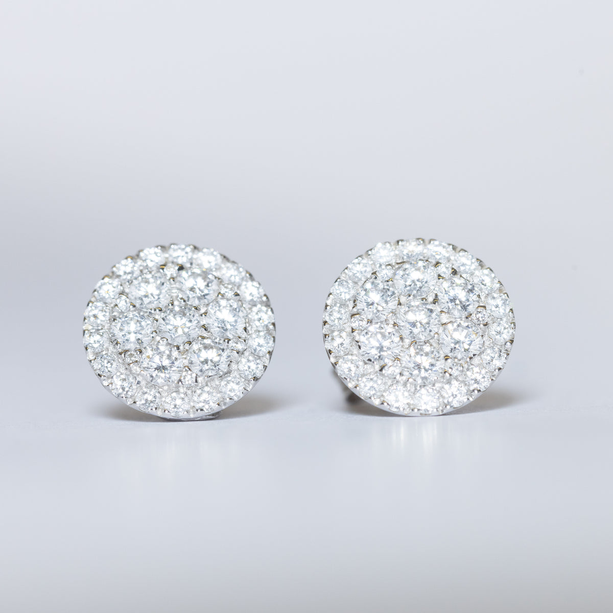 18kt White Gold Sphere Shape Earrings with Diamond Pavé