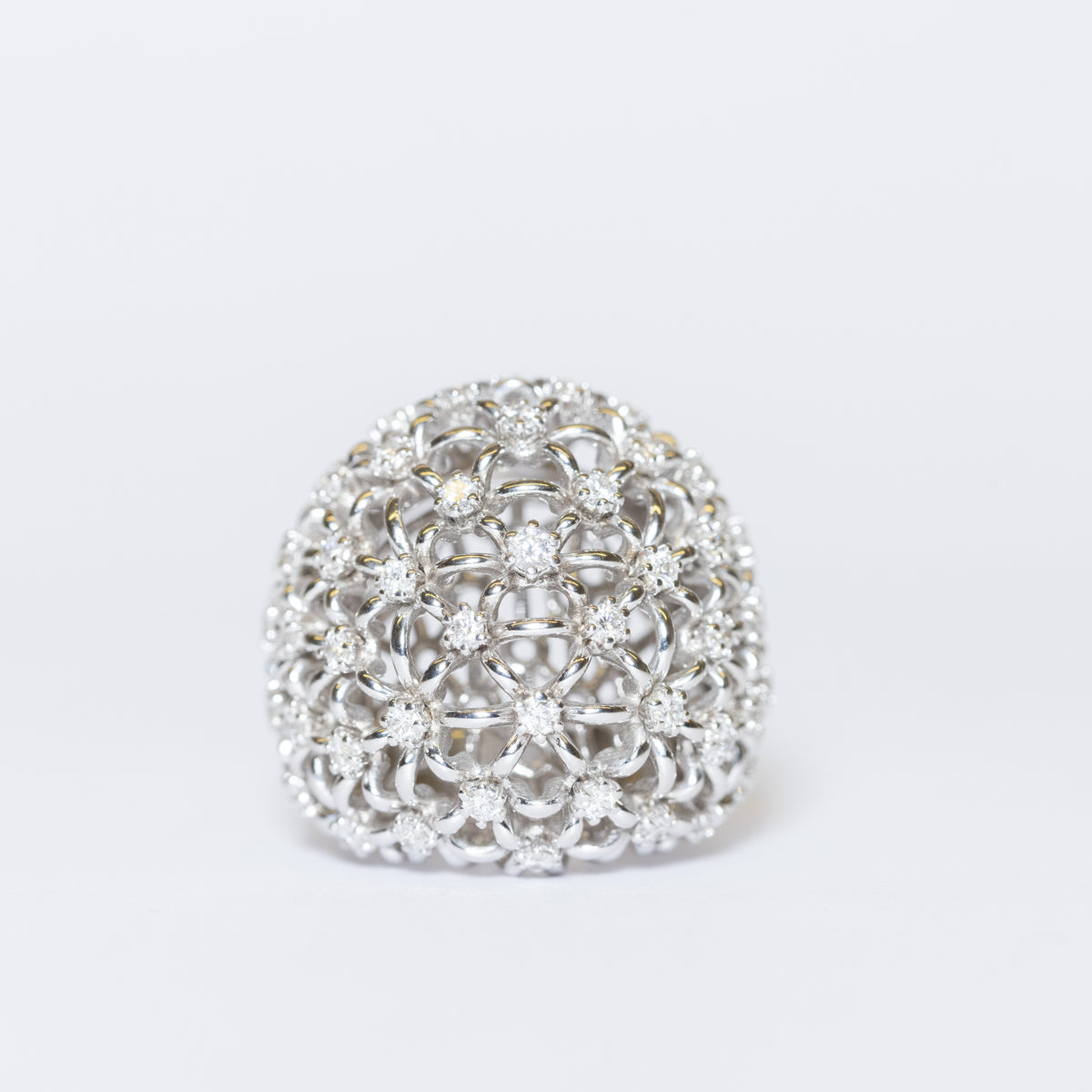 Anello Fascia in Oro Bianco 18 kt inframezzata di Diamanti