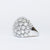 Anello Fascione Bombato in Oro Bianco 18 kt con Trame a Forma di Margherite in Diamanti Taglio Brillante