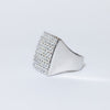 Anello Forma Quadrata in Oro Bianco 18KT con Diamanti Taglio Rotondo Brillante in superficie