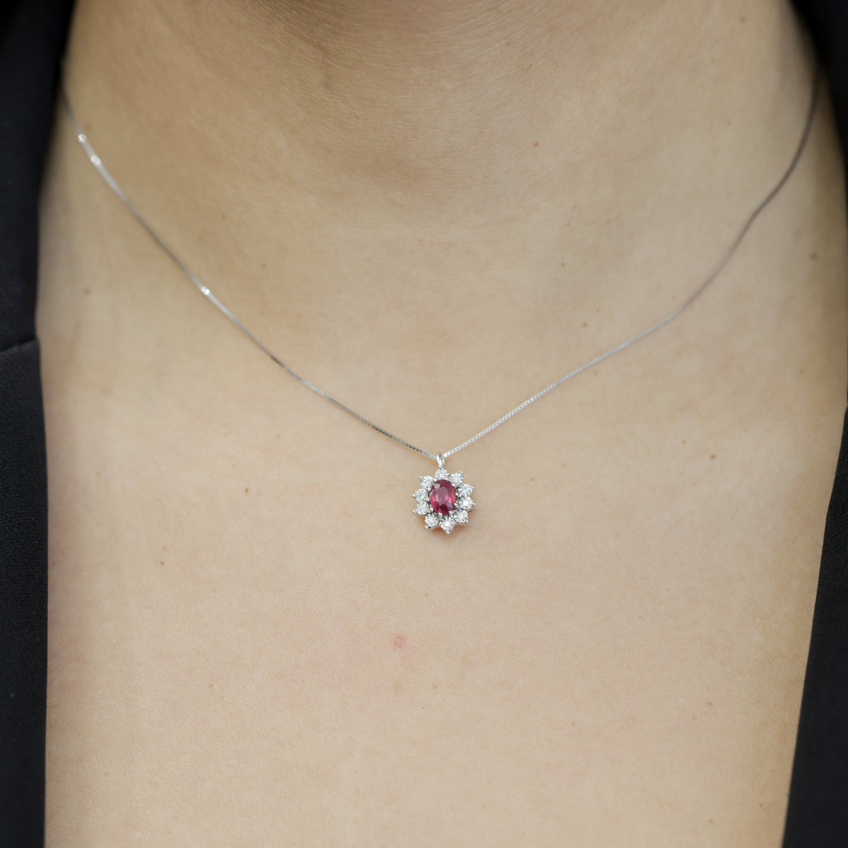 Pendant with central Ruby and Diamonds in a Star setting