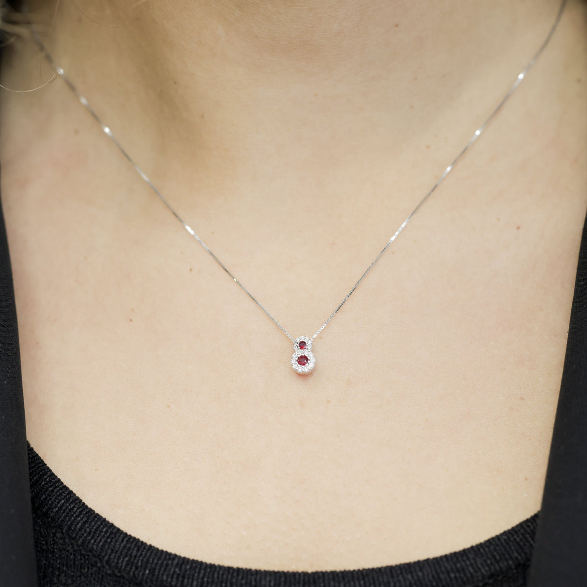 Pendant with double Ruby and Diamonds