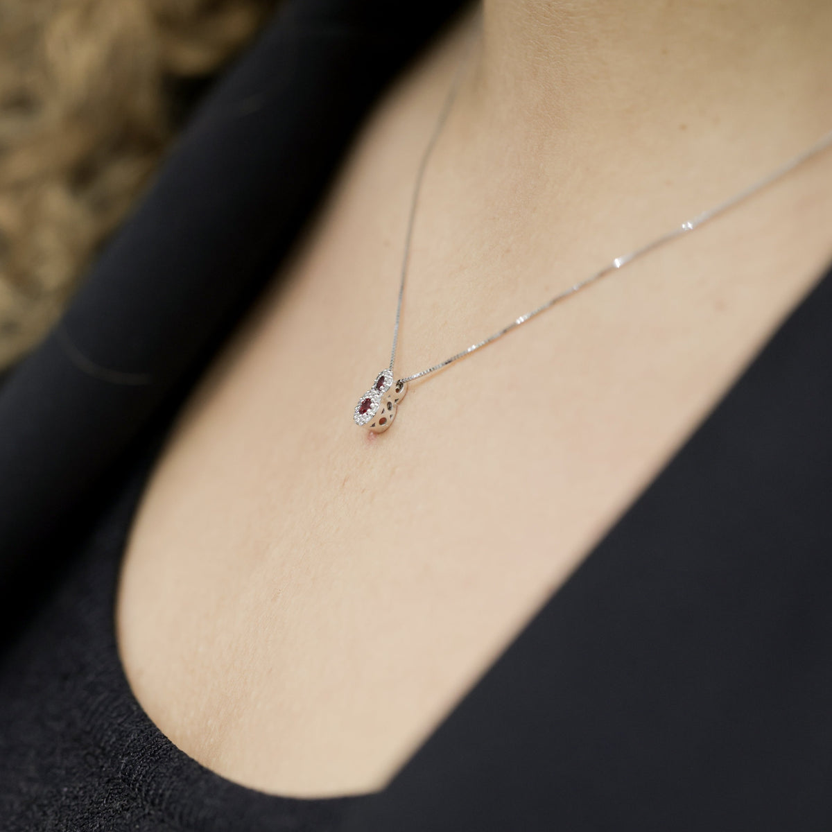 Pendant with double Ruby and Diamonds