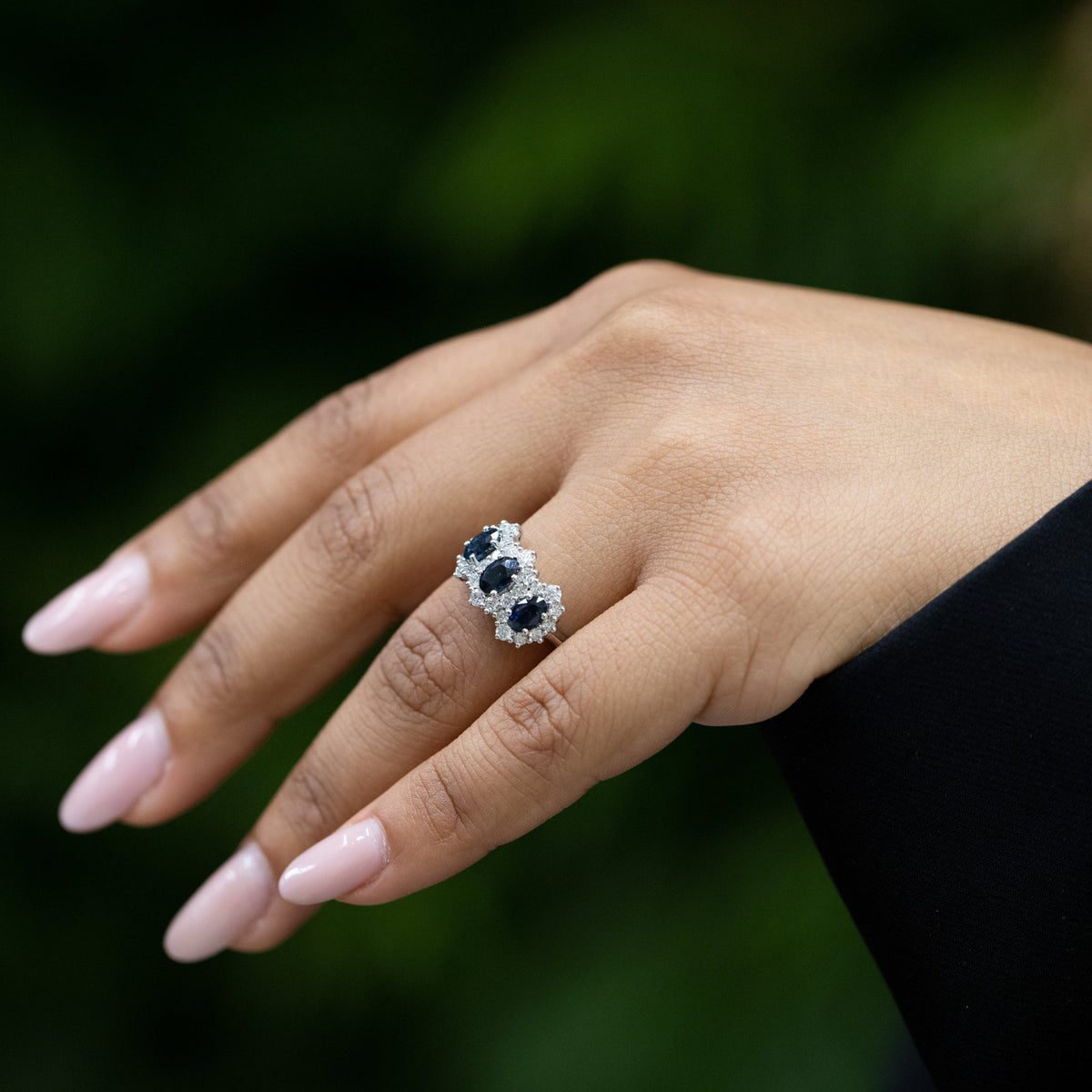 Anello Trilogy Zaffiro e Diamanti