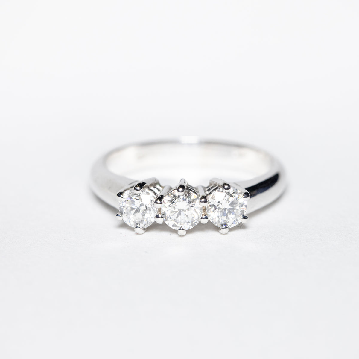 18kt White Gold Trilogy Ring with 3 Brilliant Cut Diamonds