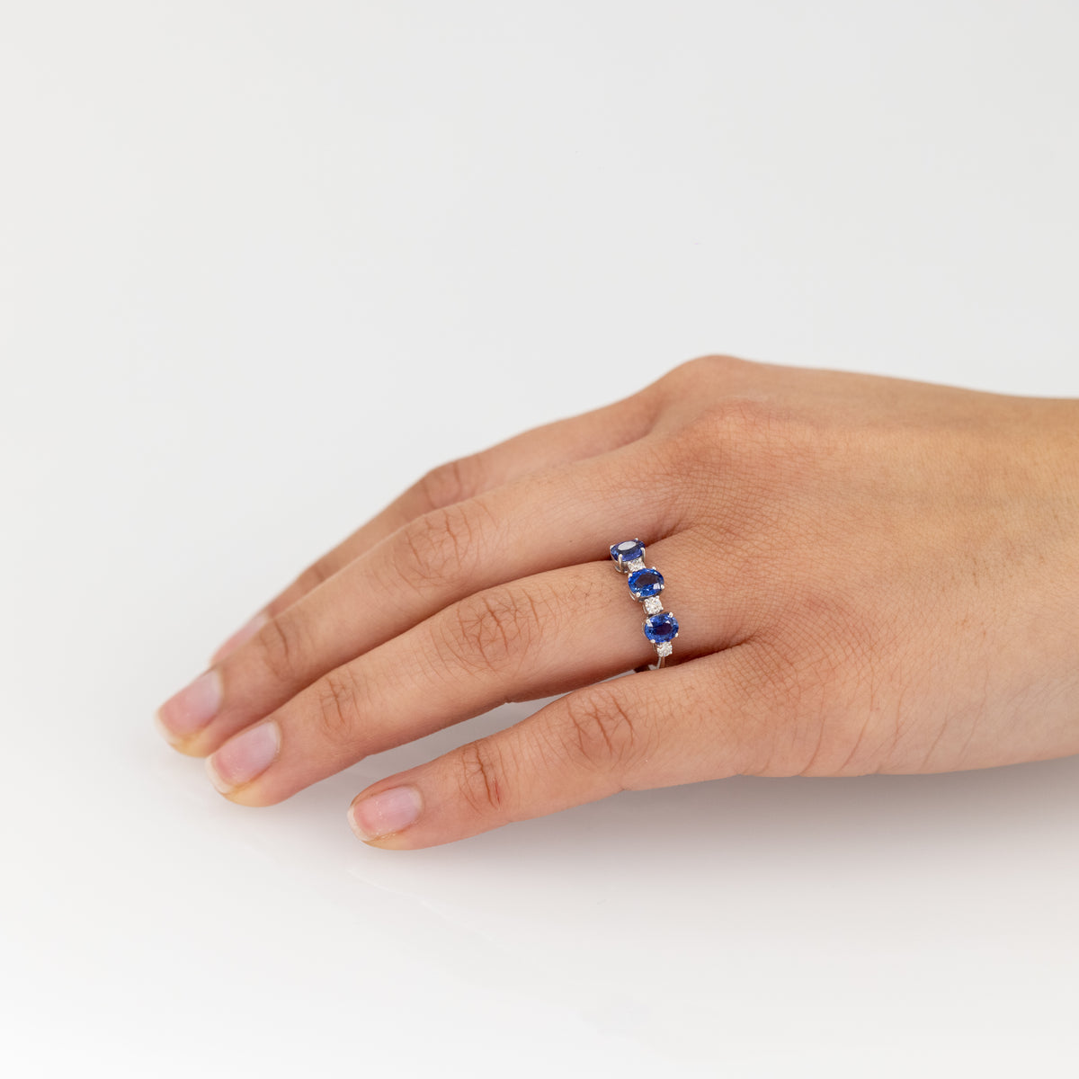 Trilogy Ring With Sapphires And Diamonds