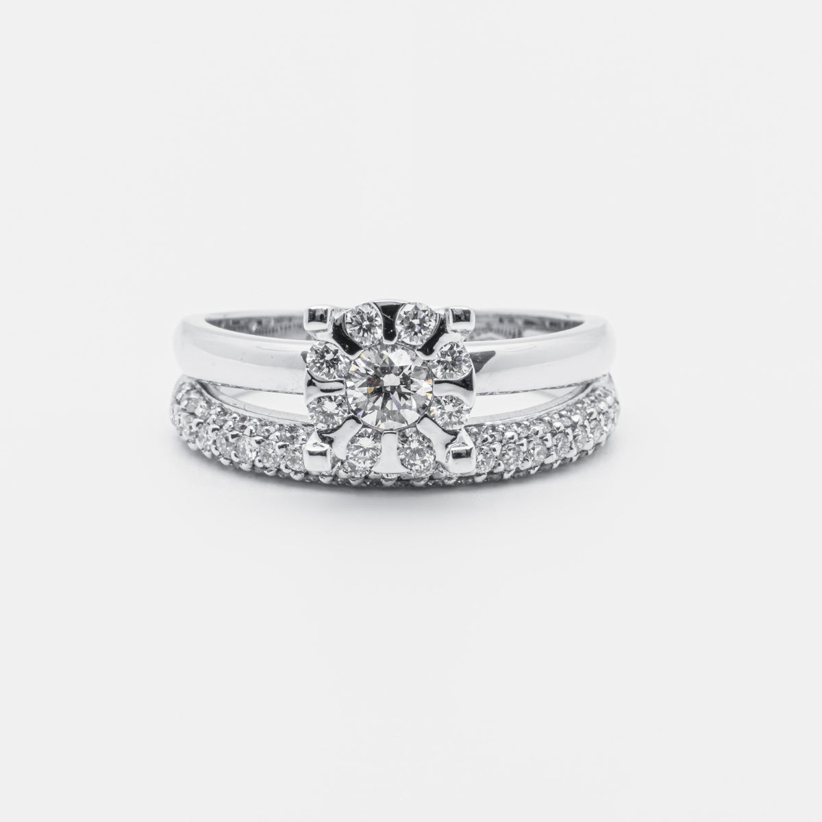 Anello Magic con Pavè di Diamanti 1.10ct in oro bianco 18 kt