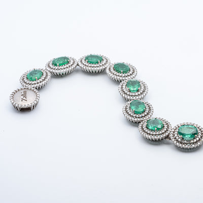 Bracciale Zahir™ Luxury con Smeraldi e Diamanti in oro bianco 18 kt
