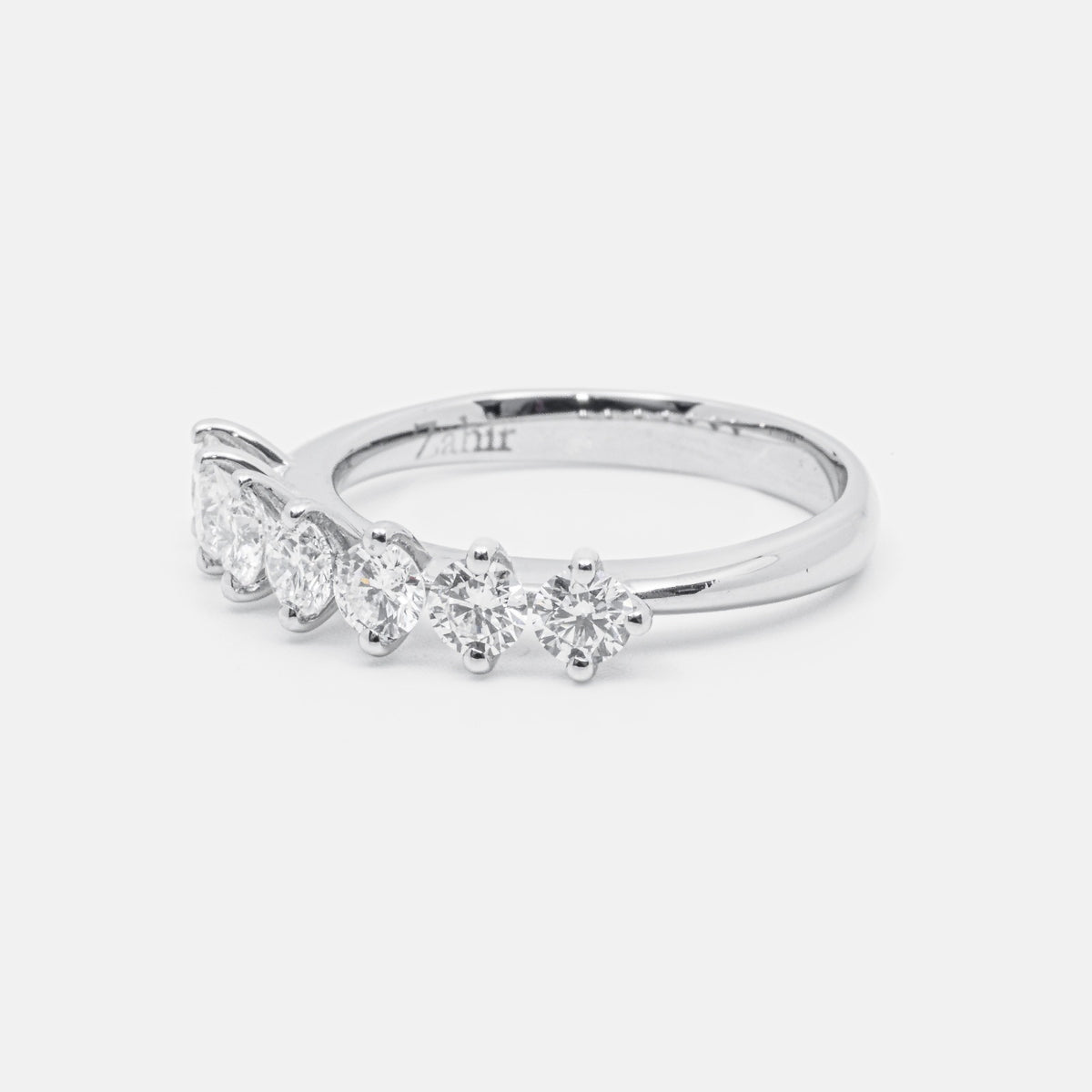 7 stone ring in Platinum and 1.00 ct brilliant cut diamonds