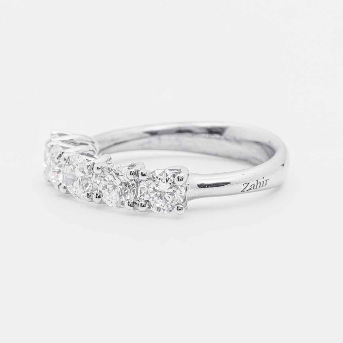 5 Stone Eternity Ring with 1.60 ct Brilliant Cut Diamonds in 18 kt White Gold