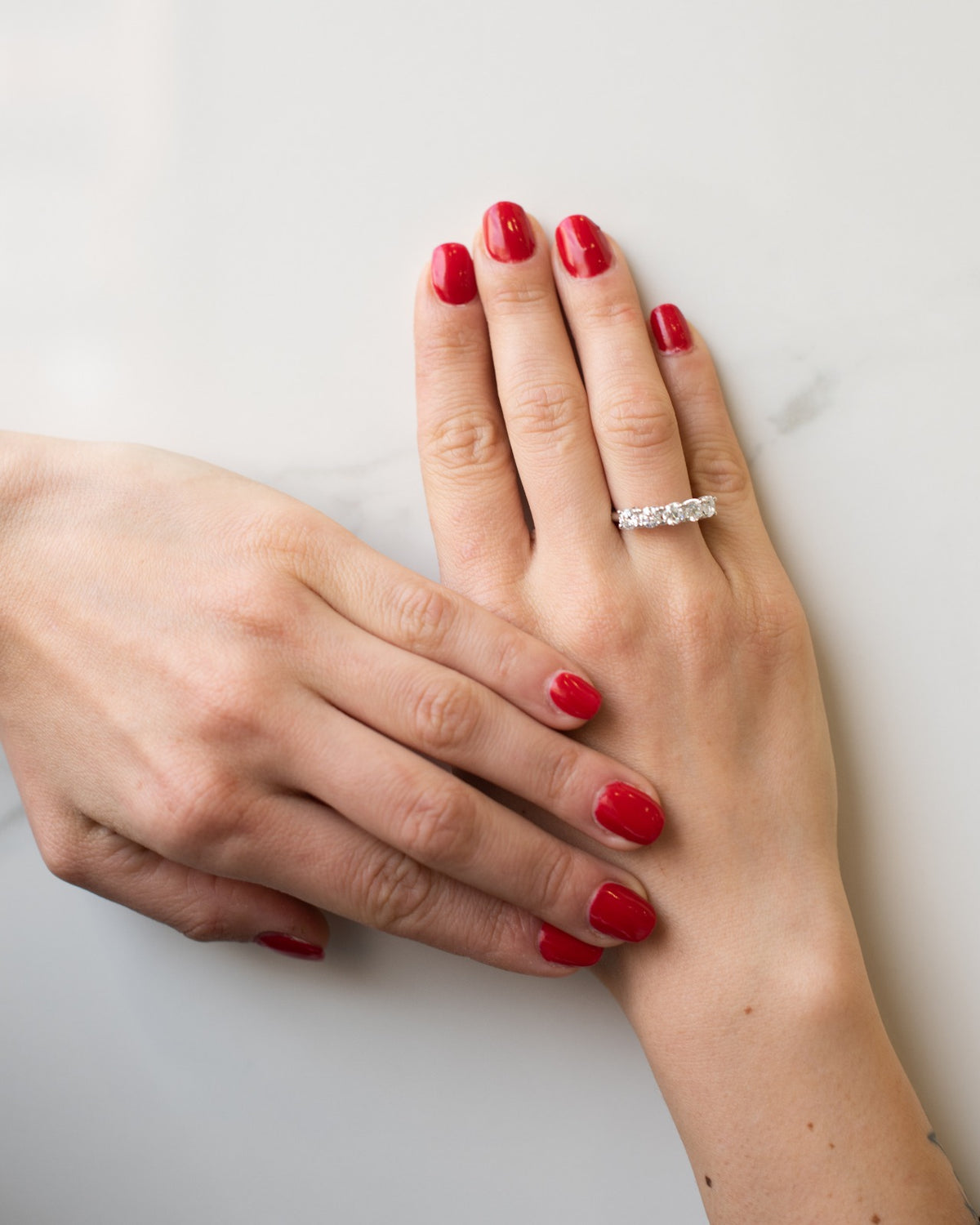 5 Stone Eternity Ring with 1.60 ct Brilliant Cut Diamonds in 18 kt White Gold