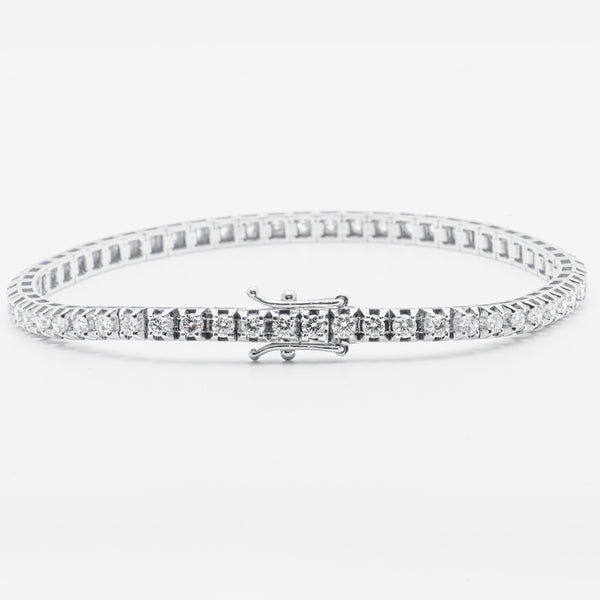 Bracciale Tennis In Oro Bianco 18k Con Zaffiri Blu, Larghezza Maglia 2 75 Mm Circa Ref Dtenq06bz