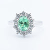 Anello Smeraldo 1,28 ct Contornato Diamanti 1,08 ct in oro bianco 18 kt