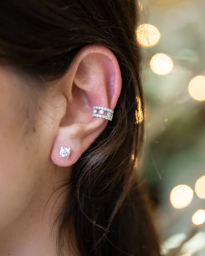 Conch earring in oro bianco 18 kt con diamanti