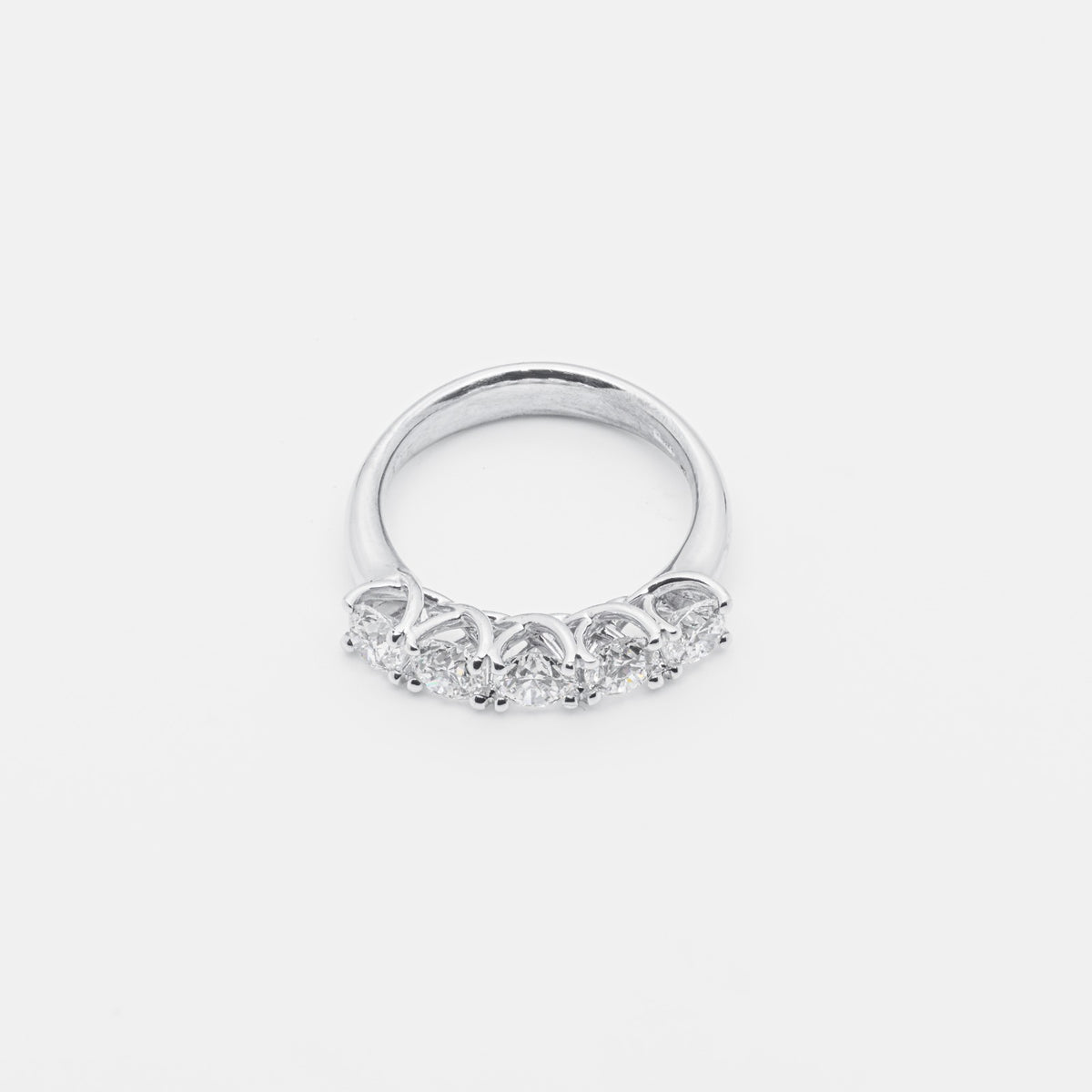 5 Stone Eternity Ring with 1.60 ct Brilliant Cut Diamonds in 18 kt White Gold